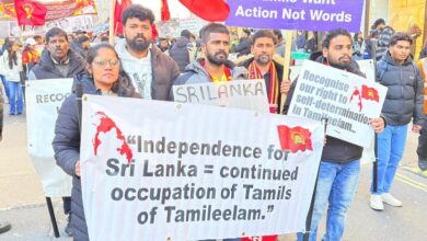 இலங்கைத் தூதரகம் முன்பாக லண்டனில் போராட்டம்!