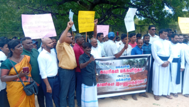 வயாவிளானில் காணிகளை விடுவிக்கக் கோரி உரிமையாளர்கள் போராட்டம்!c